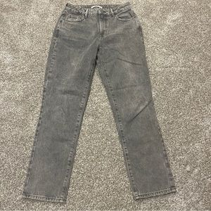 Gray mom jeans straight leg mom denim